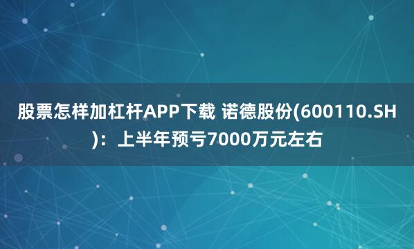 股票怎样加杠杆APP下载 诺德股份(600110.SH)：上半年预亏7000万元左右